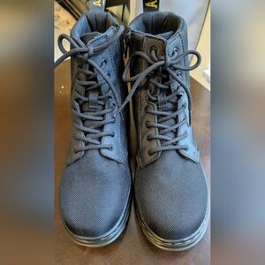 NWOT. Dr Martens Comb Unisex  Black Nylon Lace-Up/Zipper Boots. Ladies 5, Men 4.